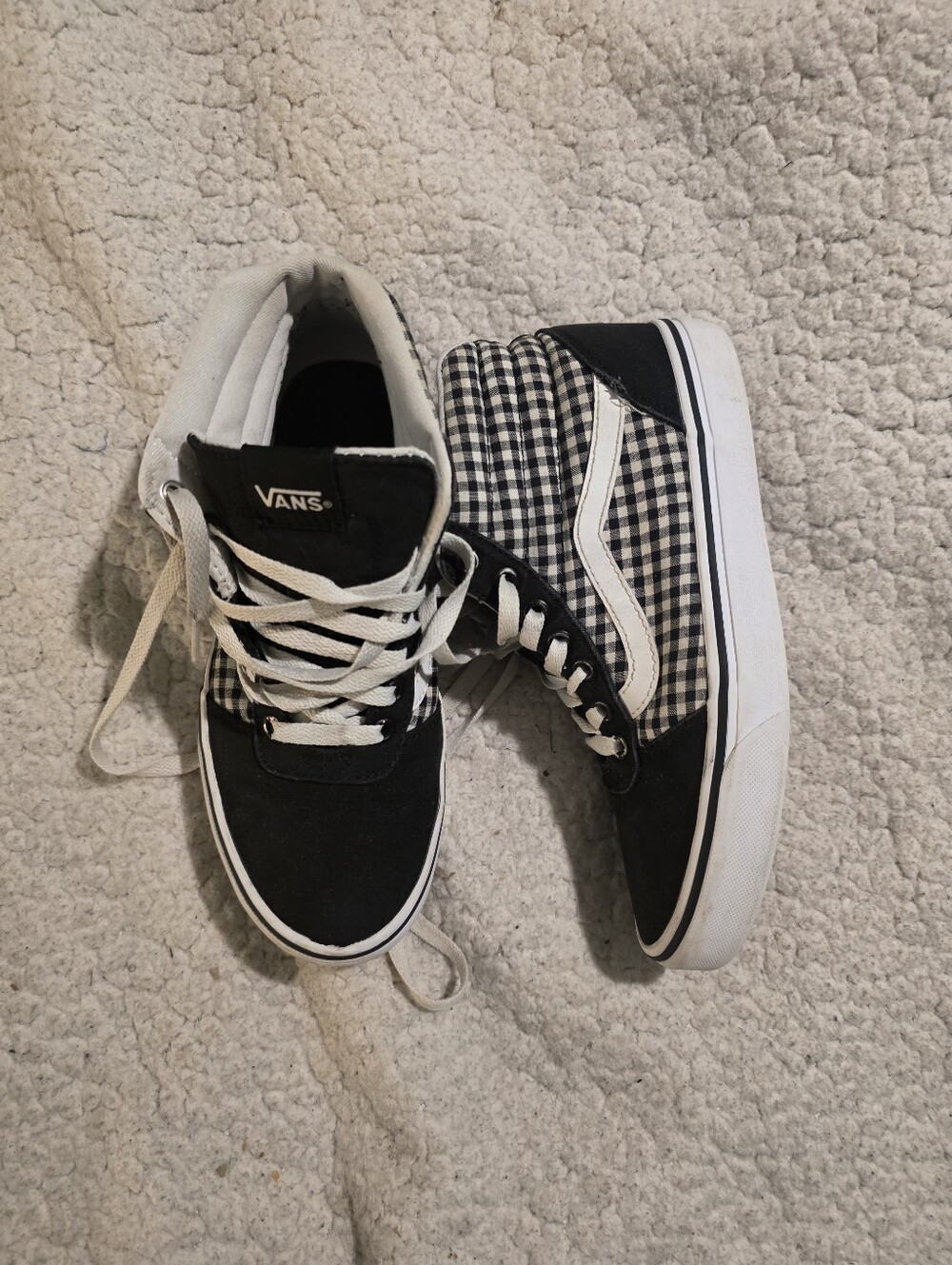 Vans Ward Hi Gingham Checkered Black White Womens 7.5 High Top Sneakers 500714